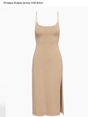 Wilfred Strappy Drapey Jersey Midi Dress in Beige